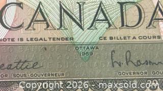 MaxSold Auction: 1969 Cdn. Queen Elizabeth II 20 Dollars Paper Banknote  - Newmarket (Ontario, Canada) PARTNER MANAGED Reseller Online Auction - Walter Avenue