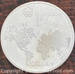 MaxSold Auction: 1973 Cdn. Silver 1976 Montreal Olympics Map 10 Dollars  - Newmarket (Ontario, Canada) PARTNER MANAGED Reseller Online Auction - Walter Avenue