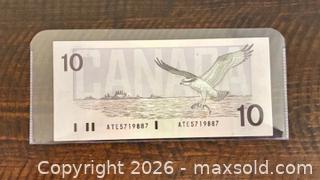 MaxSold Auction:  1989 Cdn. Prime Minister Sir John A. Macdonald 10 Dollars Paper Banknote  - Newmarket (Ontario, Canada) PARTNER MANAGED Reseller Online Auction - Walter Avenue