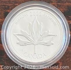 MaxSold Auction: 2000 Cdn. Silver Proof "Harmony" Millennium 25 Cents  - Newmarket (Ontario, Canada) PARTNER MANAGED Reseller Online Auction - Walter Avenue