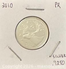 MaxSold Auction: 2010 Cdn. Silver Proof Queen Elizabeth II 25 Cents  - Newmarket (Ontario, Canada) PARTNER MANAGED Reseller Online Auction - Walter Avenue