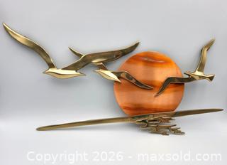 MaxSold Auction: Large 1970s Bijan MCM 50s Style BRASS Seagulls & COPPER SUN Wall Art - Kingston (Ontario, Canada) SELLER MANAGED Downsizing Online Auction - Heron Court.