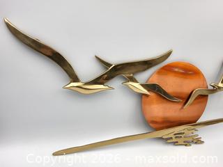 MaxSold Auction: Large 1970s Bijan MCM 50s Style BRASS Seagulls & COPPER SUN Wall Art - Kingston (Ontario, Canada) SELLER MANAGED Downsizing Online Auction - Heron Court.