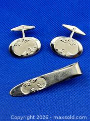MaxSold Auction: Vintage Smibo Sterling Silver CUFFLINKS & TIE CLIP Set - Kingston (Ontario, Canada) SELLER MANAGED Downsizing Online Auction - Heron Court.