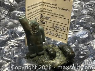MaxSold Auction: Genuine Inuit miniature carving by Sakiassee Qayaq 1959- Clyde River NWT May 19800 - Kingston (Ontario, Canada) SELLER MANAGED Moving Online Auction - Brewers Mills Road