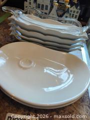 MaxSold Auction: Assorted White Serving Dishes, Delft pieces, Glass Gravy Boat & Pitcher - Saanich (British Columbia, Canada) PARTNER MANAGED Moving Online Auction - Limerick Lane
