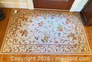 MaxSold Auction: Beige/Ivory Floral Rectangle Area Rug, 67” x 42.5” - Saanich (British Columbia, Canada) PARTNER MANAGED Moving Online Auction - Limerick Lane