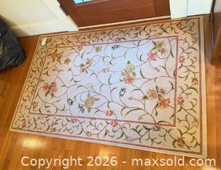 MaxSold Auction: Beige/Ivory Floral Rectangle Area Rug, 67” x 42.5” - Saanich (British Columbia, Canada) PARTNER MANAGED Moving Online Auction - Limerick Lane