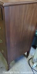 MaxSold Auction: Brown Wood Veneer Tall Chest - 4-Drawer Dresser - Saanich (British Columbia, Canada) PARTNER MANAGED Moving Online Auction - Limerick Lane