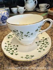 MaxSold Auction: Duchess Bone China Tea Set Green Clover Shamrock - Saanich (British Columbia, Canada) PARTNER MANAGED Moving Online Auction - Limerick Lane