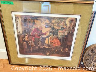 MaxSold Auction: Framed Lithograph / Offset Print in Stained Wood Frame, 35.5" x 31" - Saanich (British Columbia, Canada) PARTNER MANAGED Moving Online Auction - Limerick Lane