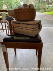 MaxSold Auction: Mid-Century Sewing & Crochet Lot with Bench, Yarn, Notions - Saanich (British Columbia, Canada) PARTNER MANAGED Moving Online Auction - Limerick Lane