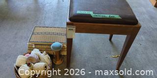 MaxSold Auction: Mid-Century Sewing & Crochet Lot with Bench, Yarn, Notions - Saanich (British Columbia, Canada) PARTNER MANAGED Moving Online Auction - Limerick Lane