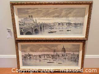 MaxSold Auction: Pair of Framed Cityscape Chromolithographs in Gilded Carved Frames - Saanich (British Columbia, Canada) PARTNER MANAGED Moving Online Auction - Limerick Lane