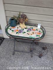 MaxSold Auction: Rustic Outdoor Patio Table with Mosaic Tile Top and Metal Frame - Saanich (British Columbia, Canada) PARTNER MANAGED Moving Online Auction - Limerick Lane