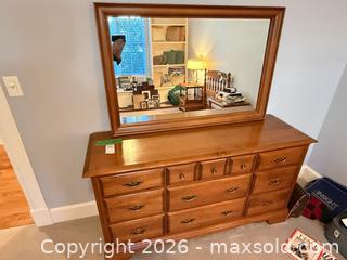 MaxSold Auction: Solid Vilas Maple  9-Drawer Dresser with Mirror, Medium Brown - Saanich (British Columbia, Canada) PARTNER MANAGED Moving Online Auction - Limerick Lane