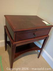 MaxSold Auction: Traditional Solid Wood Side Table with Single Drawer - Saanich (British Columbia, Canada) PARTNER MANAGED Moving Online Auction - Limerick Lane