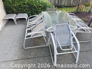 MaxSold Auction: White/Light Gray Aluminum Patio Dining Set Seats 6 - Saanich (British Columbia, Canada) PARTNER MANAGED Moving Online Auction - Limerick Lane
