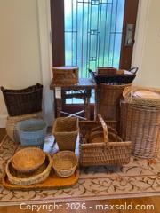 MaxSold Auction: Wicker Basket Set with Tray, Stool and Laundry Basket - Saanich (British Columbia, Canada) PARTNER MANAGED Moving Online Auction - Limerick Lane
