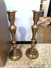 MaxSold Auction: 26" Tall Pair of Vintage Brass Candlesticks, Traditional Gold Tone - Toronto (Ontario, Canada) PARTNER MANAGED Estate Sale Online Auction -Bridle Path Estate