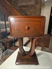 MaxSold Auction: Art Deco Gibbard Solid Walnut Smoking Stand / Side Table, Walnut Finish with Inlay - Toronto (Ontario, Canada) PARTNER MANAGED Estate Sale Online Auction -Bridle Path Estate