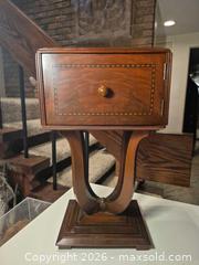 MaxSold Auction: Art Deco Gibbard Solid Walnut Smoking Stand / Side Table, Walnut Finish with Inlay - Toronto (Ontario, Canada) PARTNER MANAGED Estate Sale Online Auction -Bridle Path Estate