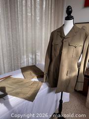 MaxSold Auction: Authentic Complete Canadian Military Uniform - Strathcona Khaki/Olive Drab Service Dress Jacket and pants, Size Medium / 10 - Toronto (Ontario, Canada) PARTNER MANAGED Estate Sale Online Auction -Bridle Path Estate