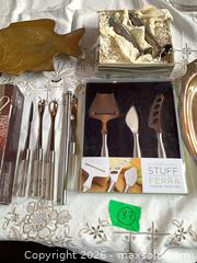 MaxSold Auction: Cheese serving set with Ferra Cutting Utensil and silver?plated tray - Toronto (Ontario, Canada) PARTNER MANAGED Estate Sale Online Auction -Bridle Path Estate