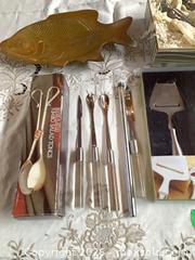 MaxSold Auction: Cheese serving set with Ferra Cutting Utensil and silver?plated tray - Toronto (Ontario, Canada) PARTNER MANAGED Estate Sale Online Auction -Bridle Path Estate