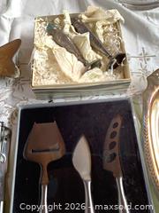 MaxSold Auction: Cheese serving set with Ferra Cutting Utensil and silver?plated tray - Toronto (Ontario, Canada) PARTNER MANAGED Estate Sale Online Auction -Bridle Path Estate