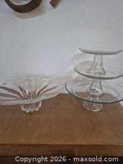 MaxSold Auction: Clear Glass Fluted Bowl and Three-Tier Servingware - Toronto (Ontario, Canada) PARTNER MANAGED Estate Sale Online Auction -Bridle Path Estate