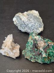 MaxSold Auction: Crystal and Geode Collection Lot 4 of 6 - Quartz, Pyrite & Malachite Mineral Specimens (3 pieces) - Toronto (Ontario, Canada) PARTNER MANAGED Estate Sale Online Auction -Bridle Path Estate