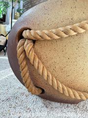 MaxSold Auction: Enormous Vintage Tan Speckled Ceramic Decorative Urn with Braided Rope Handles - Toronto (Ontario, Canada) PARTNER MANAGED Estate Sale Online Auction -Bridle Path Estate