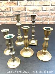 MaxSold Auction: Lot of 6 Vintage Brass Candlesticks, Brass/Gold Tone, Small and Medium size - Toronto (Ontario, Canada) PARTNER MANAGED Estate Sale Online Auction -Bridle Path Estate