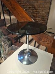 MaxSold Auction: Mid-Century Modern Smoked Glass Side Table with Chrome Base - Toronto (Ontario, Canada) PARTNER MANAGED Estate Sale Online Auction -Bridle Path Estate