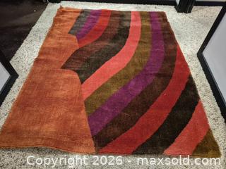 MaxSold Auction: Mid Century Abstract Geometric Area Rug, 5' x 4', Made in West Germany - Toronto (Ontario, Canada) PARTNER MANAGED Estate Sale Online Auction -Bridle Path Estate