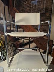 MaxSold Auction: Modern Chrome Cantilever Chair with White Leather Upholstery - Toronto (Ontario, Canada) PARTNER MANAGED Estate Sale Online Auction -Bridle Path Estate