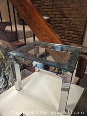 MaxSold Auction: Modern Chrome & Tempered Glass End Table, 20 x 16 x 16 in - Toronto (Ontario, Canada) PARTNER MANAGED Estate Sale Online Auction -Bridle Path Estate
