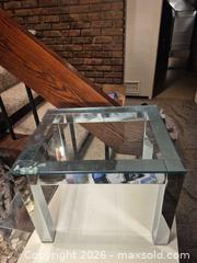 MaxSold Auction: Modern Chrome & Tempered Glass End Table, 20 x 16 x 16 in - Toronto (Ontario, Canada) PARTNER MANAGED Estate Sale Online Auction -Bridle Path Estate