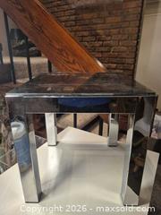 MaxSold Auction: Modern Silver Chrome End Table with Black Glass Top - Toronto (Ontario, Canada) PARTNER MANAGED Estate Sale Online Auction -Bridle Path Estate