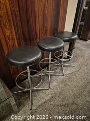 MaxSold Auction: Set of 3 Black Vinyl Bar Stools, Chrome Frame, 30-31 in - Toronto (Ontario, Canada) PARTNER MANAGED Estate Sale Online Auction -Bridle Path Estate