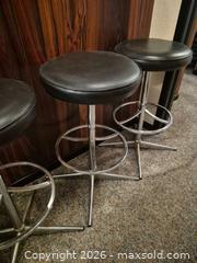 MaxSold Auction: Set of 3 Black Vinyl Bar Stools, Chrome Frame, 30-31 in - Toronto (Ontario, Canada) PARTNER MANAGED Estate Sale Online Auction -Bridle Path Estate