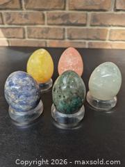 MaxSold Auction: Set of 5 Polished Stone Crystal Eggs with Clear Stands - Toronto (Ontario, Canada) PARTNER MANAGED Estate Sale Online Auction -Bridle Path Estate
