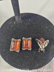 MaxSold Auction: Sterling Silver Amber Brooch Pin with Clip-On Earrings, Vintage - Toronto (Ontario, Canada) PARTNER MANAGED Estate Sale Online Auction -Bridle Path Estate