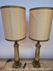 MaxSold Auction: Tall and Beautiful Pair of Vintage Brass Table Lamps with Shades - Toronto (Ontario, Canada) PARTNER MANAGED Estate Sale Online Auction -Bridle Path Estate