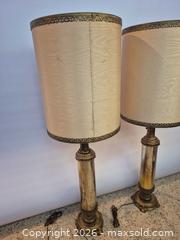 MaxSold Auction: Tall and Beautiful Pair of Vintage Brass Table Lamps with Shades - Toronto (Ontario, Canada) PARTNER MANAGED Estate Sale Online Auction -Bridle Path Estate