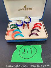 MaxSold Auction: Trifari Vintage Gold-Tone Interchangeable Clip-On Earrings Set with Multicolor Stones - Toronto (Ontario, Canada) PARTNER MANAGED Estate Sale Online Auction -Bridle Path Estate