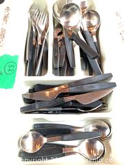 MaxSold Auction: Vintage MCM Georg Jensen Stainless Steel Flatware Cutlery Set with Black Handles - Toronto (Ontario, Canada) PARTNER MANAGED Estate Sale Online Auction -Bridle Path Estate