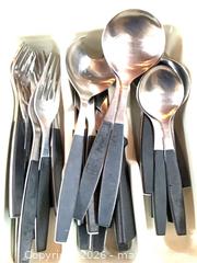 MaxSold Auction: Vintage MCM Georg Jensen Stainless Steel Flatware Cutlery Set with Black Handles - Toronto (Ontario, Canada) PARTNER MANAGED Estate Sale Online Auction -Bridle Path Estate