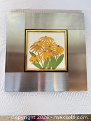 MaxSold Auction: Vintage Square Floral Framed Print with Brushed Metal Frame - Toronto (Ontario, Canada) PARTNER MANAGED Estate Sale Online Auction -Bridle Path Estate